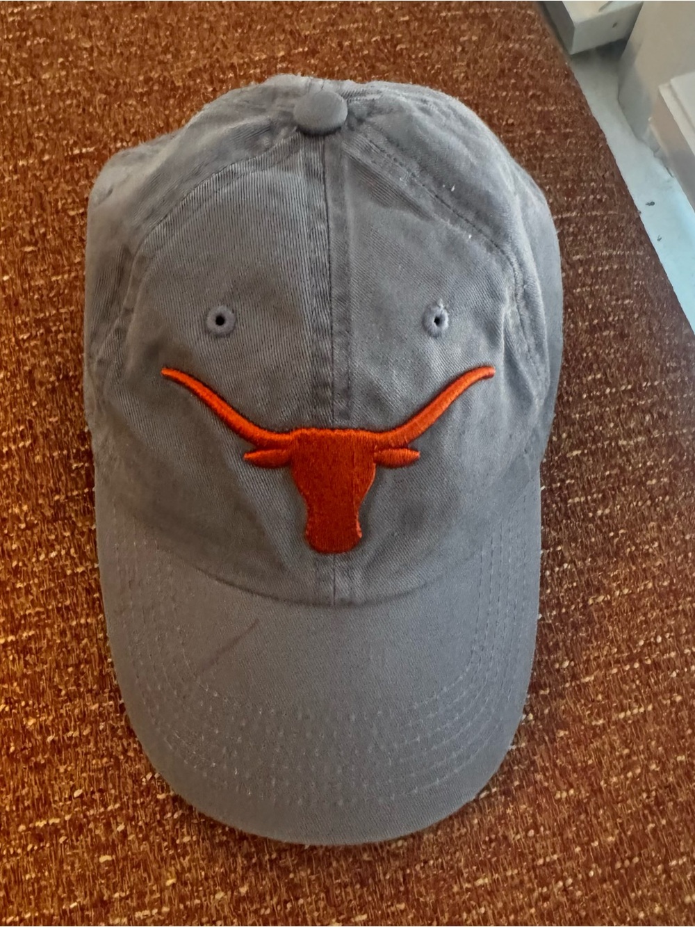 Gray Baseball Cap with Orange Longhorn Emblem